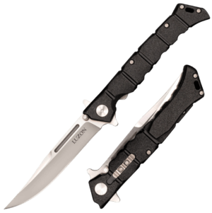 Cold Steel CS20NQL Luzon Medium 4″ Folding Clip Point Plain 8Cr13MoV SS Blade/Black GFN Handle Features Safety Switch Includes Pocket Clip