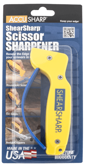 AccuSharp 002C ShearSharp Scissors Sharpener Diamond Tungsten Carbide Sharpener Yellow/Blue