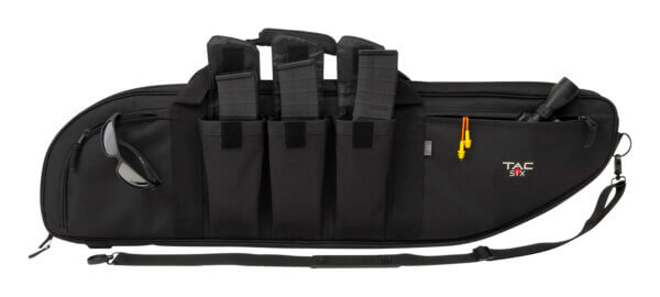 Tac Six 10928 Batallion Tactical Rifle Case with 3 Mag Pockets  Front & Rear Accessory Pockets  Detachable Shoulder Strap & Black Finish 38 L”