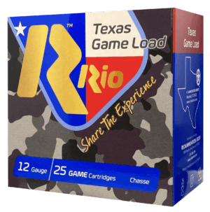Rio Ammunition TGHV368TX Texas Game Load High Velocity 12 Gauge 14.30″ 2 3/4 oz 8 Shot 25rd Box