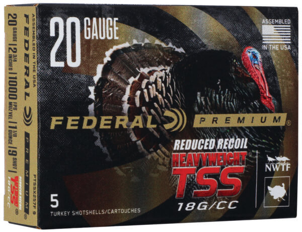 Federal PTSSX257F9 Premium Heavyweight TSS 20 Gauge 2.75″ 1 1/8 oz 9 Shot 5rd Box
