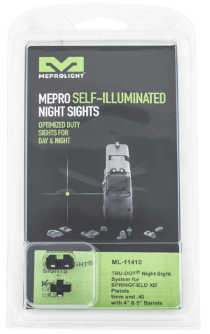 Meprolight USA 114103101 Mepro Tru-Dot Fixed Sights Self-Illuminated Green Tritium Front & Rear with Black Frame for Springfield XD with 4-5″ Barrels
