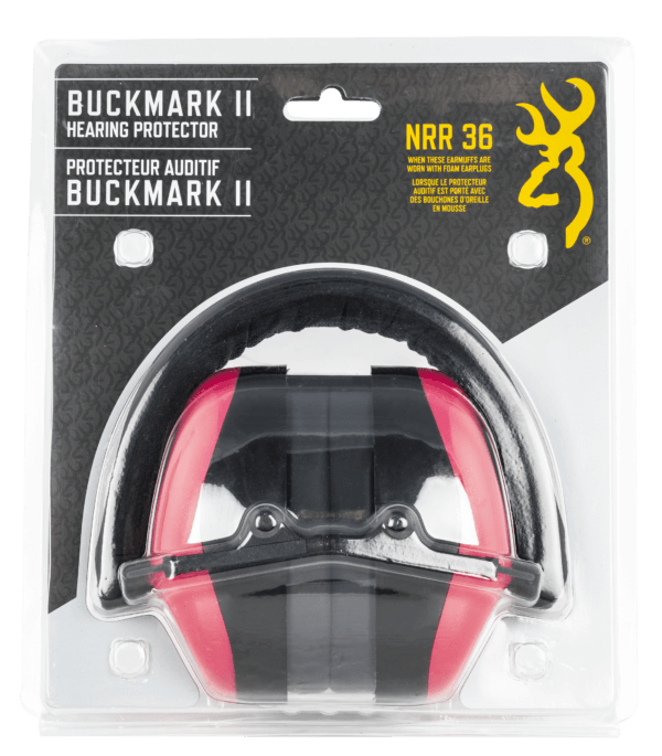 Browning 12687 Buck Mark II Plastic 27 dB Over the Head Pink/Black Adult