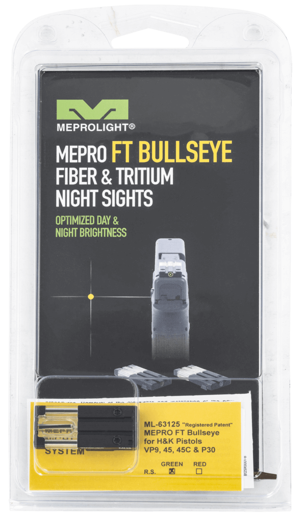 Meprolight USA 631253108 FT Bullseye Rear Sight Black | Green Tritium/Fiber Optic