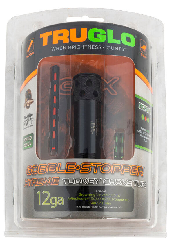 TruGlo TGTG176XC Gobble•Stopper Xtreme Combo Browning Invectore-Plus 12 Gauge Ported Choke  Gobble Dot Dual Color Fiber Optic Sights