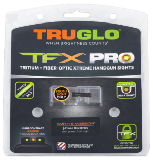 TruGlo TGTG13SJ1PC TFX Pro  Black | Green Tritium & Fiber Optic Orange Outline Front Sight