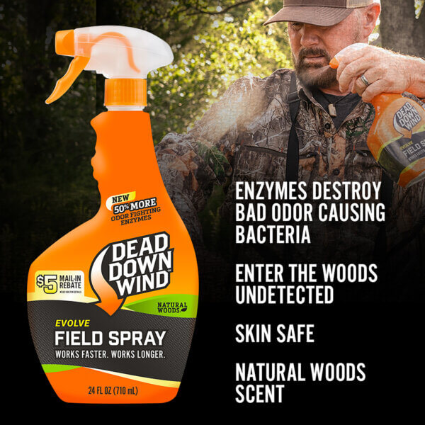 Dead Down Wind 1392418 Evolve Field Spray  Cover Scent Natural Woods Scent 24 oz Trigger Spray