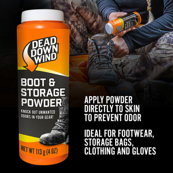 Dead Down Wind 1215N Boot Powder Odor Eliminator Unscented Scent Cornstarch/Talc 4 oz