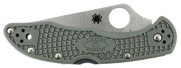 Spyderco C33PSFG Delica 4 Lightweight 2.88″ Folding Drop Point Part Serrated VG-10 SS Blade Foliage Green Bi-Directional Texturing FRN Handle Includes Pocket Clip