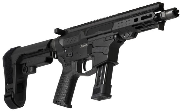 CMMG PE92A17A4AB Banshee MK17 9mm Luger 5″ 21+1 Black Cerakote Rec Black Nitride Barrel Synthetic CMMG 6 Position RipBrace Black Polymer Grip Right Hand (Sig P320 Mag Compatible)