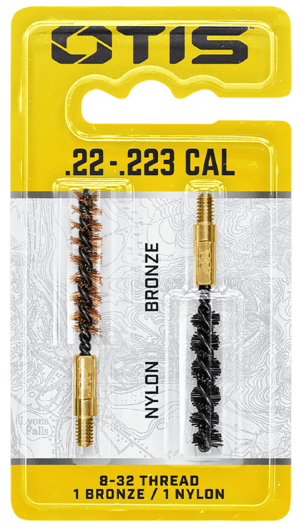 Otis FG325NB Bore Brush Set  6mm/250/243/257 Cal 8-32 Thread 2″ Long Bronze/Nylon Bristles 2 Per Pkg”