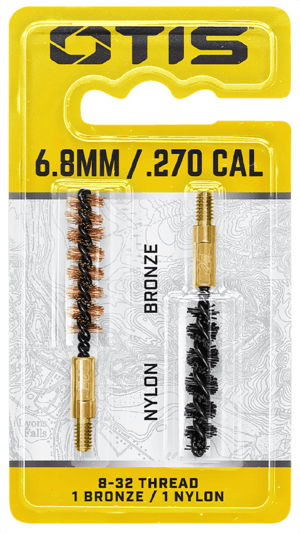 Otis FG327NB Bore Brush Set  6.8mm/7mm/270 Cal 8-32 Thread 2″ Long Bronze/Nylon Bristles 2 Per Pkg”