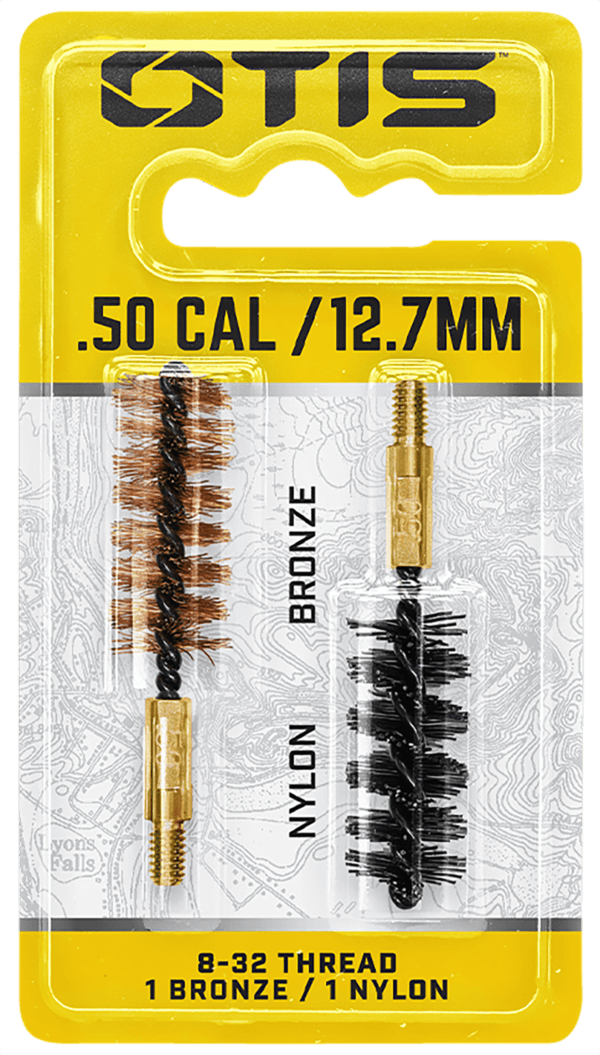 Otis FG350NB Bore Brush Set  50 Cal/12.7mm 8-32 Thread 2 Long Bronze/Nylon Brush 2 Per Pkg”