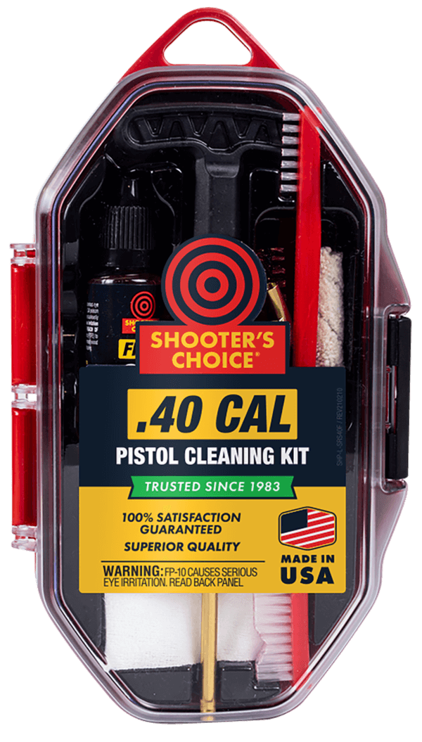 Shooters Choice SRS40 Pistol Cleaning Kit 40 Cal Handgun/Red Plastic Case