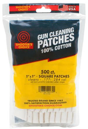 Shooters Choice 917100 Cleaning Patches  30 Cal 45 Cal 2.50 Cotton Pkg of 100″