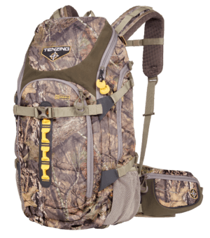 Tenzing TZGTNZBP3054 Cinch Waist Pack Mossy Oak Break-Up Country Tricot  Cell Phone Pocket  2 Side Pockets  Adjustable 26-40″ Padded Waist Belt & Yellow Zippered Main Compartment 7.50″ x 12″ x 4″ Interior Dimensions