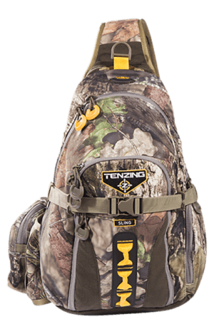 Tenzing TZGTNZBP3057 Sling Pack Mossy Oak Break-Up Country Tricot  Optics/Rangefinder Pocket  Archery-Friendly Design  Right Side Quiver Mount & Left Side Bow Sling Hook 17″ x 11″ x 6″ Interior Dimensions