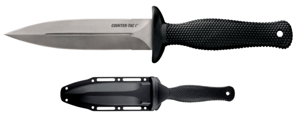 Cold Steel CS10BCTL Counter TAC I 5″ Fixed Spear Point Plain Stone Washed AUS-8A SS Blade/ Black Textured Kray-Ex Handle Includes Belt Clip/Sheath