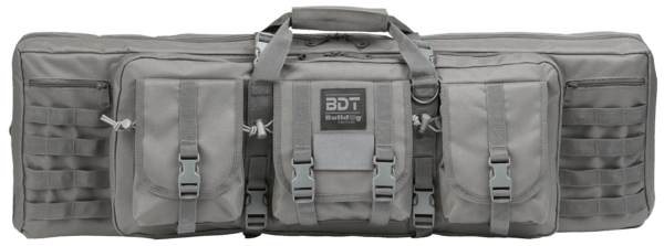 Bulldog BDT6037SG BDT Tactical Double Rifle Case made of Nylon with Seal Gray Finish 3 Accessory Pockets  Deluxe Padded Backstraps Lockable Zippers & Padded Internal Divider 13 H x 37″ W x 4″ D Interior Dimensions”