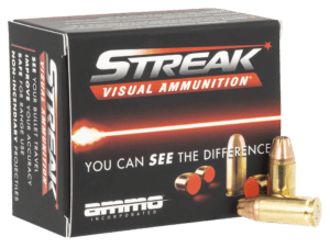 Ammo Inc 9115JHPSTRKRED Streak Visual (RED) Self Defense 9mm Luger 115 gr Jacketed Hollow Point (JHP) 20rd Box