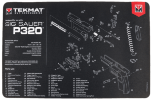TekMat TEKR17SIGP320  Black/White Rubber 17″ Long 11″ x 17″ Sig P320 Parts Diagram Illustration