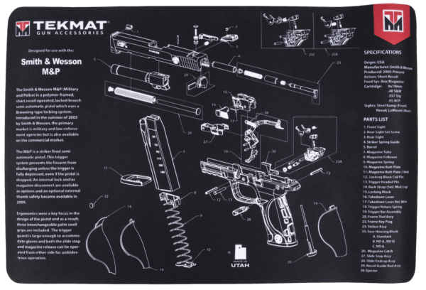 TekMat TEKR17SWMP S&W M&P Cleaning Mat S&W M&P Parts Diagram 11 x 17″”
