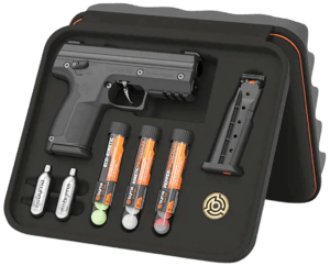Byrna Technologies SK68300BLKPEPPER SD Pepper Kit CO2 .68 Cal 5rd  Black Polymer  Rubber Honeycomb Grip  C02 & 15 Projectiles (5 Pepper) Included