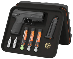 Byrna Technologies SK68300BLKKINETIC SD Kinetic Kit CO2 .68 Cal 5rd  Black Polymer  Rubber Honeycomb Grip  C02 & 15 Projectiles Included