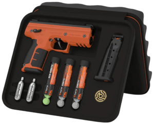 Byrna Technologies SK68300ORNKINETIC SD Kinetic Kit CO2 .68 Cal 5rd  Orange Polymer  Black Rubber Honeycomb Grip  C02 & 15 Projectiles Included