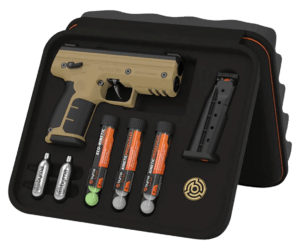 Byrna Technologies SK68300TANPEPPER SD Kinetic Kit CO2 .68 Cal 5rd  Tan Polymer  Rubber Honeycomb Grip  C02 & 15 Projectiles Included