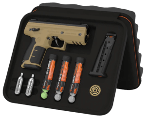 Byrna Technologies SK68300TANKINETIC SD Kinetic Kit CO2 .68 Cal 5rd  Tan Polymer  Black Rubber Honeycomb Grip  C02 & 15 Projectiles Included