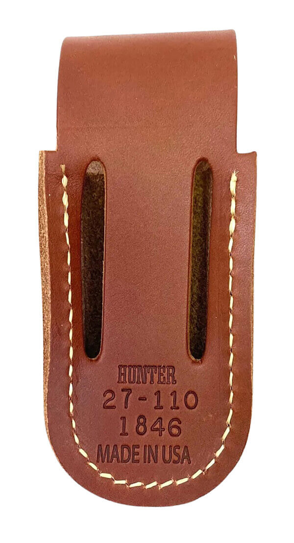 Hunter Company 027-111 Knife Sheath Belt Loop Tan Leather Fits 4.75-5.50″ Closed Folded Knife