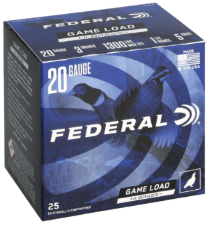 Federal H2585 Game-Shok High Brass 20 Gauge 3″ 1 1/4 oz 1300 fps 5 Shot 25rd Box