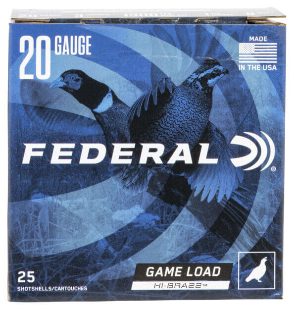 Federal H2586 Game-Shok High Brass 20 Gauge 3″ 1 1/4 oz 1300 fps 6 Shot 25rd Box
