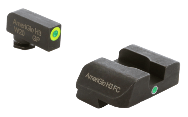 AmeriGlo GL301 i-Dot Sight set for Glock Black | Green Tritium with Lumigreen Outline Front Sight Green Tritium i-Dot Rear Sight