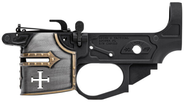 Spikes Tactical STLB960PCH Rare Breed Crusader 9mm Luger Black Anodized Aluminum with Painted Front for AR-Platform