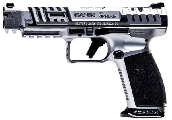 Canik HG7010CN SFx Rival-S Full Size Frame 9mm Luger 18+1  5 Stainless Steel Barrel  Chrome Optic Ready/Serrated w/Ports Steel Slide  Chrome w/Black Controls Steel Frame w/Picatinny Rail  Ambidextrous”