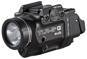 Streamlight 69437 TLR-8 Sub w/Laser Green Laser 500 Lumens 640-660nM Wavelength Black 141 Meters Beam Distance Fits Sig P365/P365XL Handgun Rail Clamp Mount