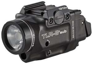 Streamlight 69417 TLR-8 Sub w/Laser Red Laser 500 Lumens 640-660nM Wavelength Black 141 Meters Beam Distance Fits Sig P365/P365XL Handgun Rail Clamp Mount