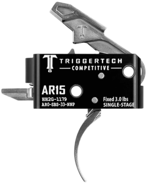 TriggerTech AR0SBS33NNF Competitive Stainless Flat Single-Stage 3 lbs Fixed for AR-15