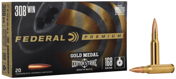 Federal GM308OTM1 Premium Gold Medal CenterStrike 308 Win 168 gr Open Tip Match (OTM) 20rd Box