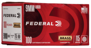 Federal AE9AP100 American Eagle Handgun 9mm Luger 124 gr Full Metal Jacket (FMJ) 100rd Box