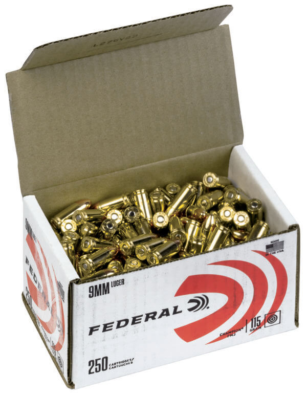 Federal C9115A250 Champion Training 9mm Luger 115 gr Full Metal Jacket (FMJ) 250rd Box