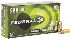 Federal BC9H1 BallistiClean Reduced Hazard Training 9mm Luger 100 gr Lead-Free Frangible 50rd Box