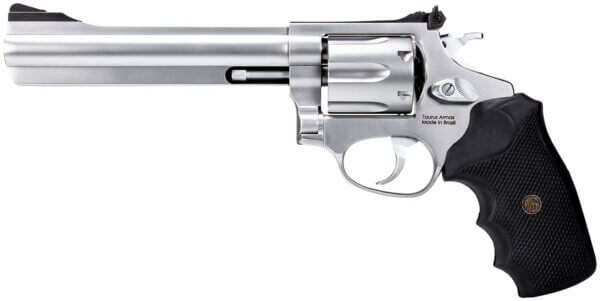 Rossi 2RM669 RM66 357 Mag 6 Shot 6″ Satin Stainless Steel Barrel Cylinder & Frame Black Checkered Rubber Grip