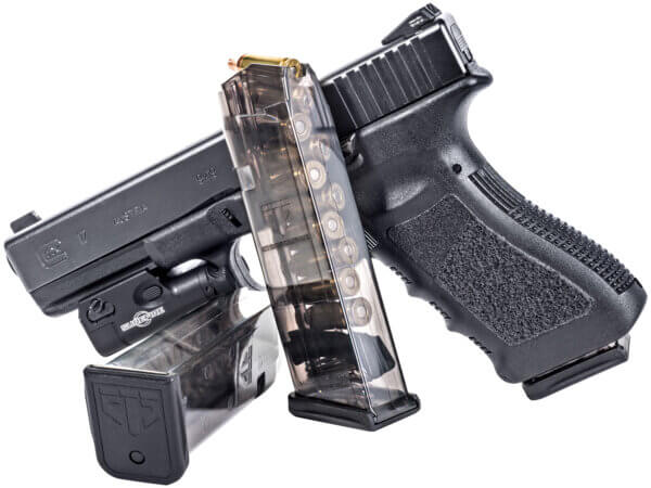 ETS Group SMKGLK1710 Pistol Mags 10rd Limited 9mm Compatible w/ Glock 17/18/19/19X/26/34/45 Smoke Polymer