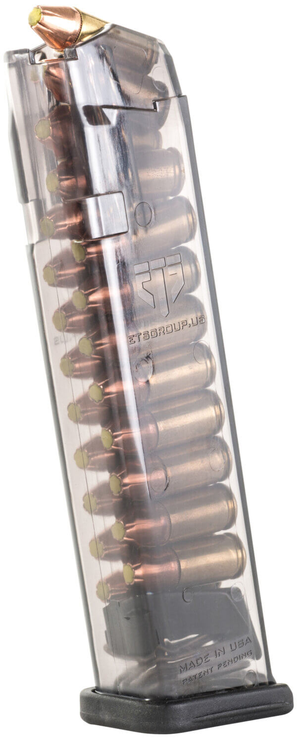 ETS Group SMKGLK922 Pistol Mags Competition Legal 22rd Extended 9mm Luger Compatible w/ Glock Smoke Polymer