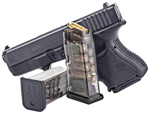 ETS Group SMKGLK26 Pistol Mags 10rd Standard 9mm Luger Compatible w/ Glock 26 Smoke Polymer