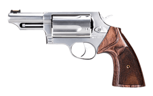 Taurus 2441EX039 Judge Executive Grade 45 Colt (LC) 5rd Shot 3″ Hand Polished Satin Stainless Steel Barrel Hand Polished Satin Cylinder Hand Polished Satin Stainless Steel Frame Wood Grip