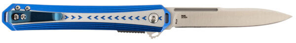 CRKT 6710 Stickler 3.38″ Folding Plain Satin 12C27 Sandvik Blade/ Blue & Silver Aluminum Handle Includes Pocket Clip